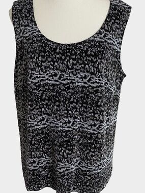 R&M Richards Vintage Black Silver Glitter Holiday Party Tank Camisole- Sz-18W